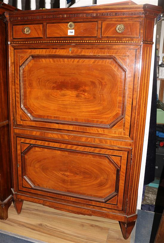 A 19th century Dutch inlaid mahogany escritoire, W.108cms